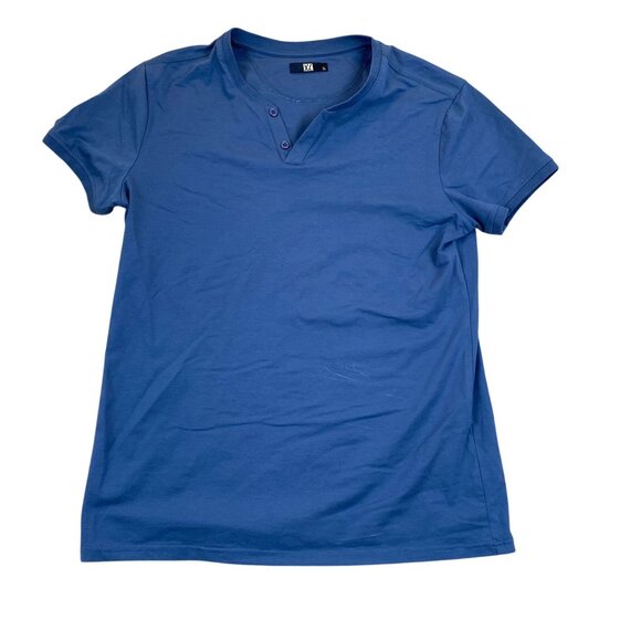 XL. Woman's T-Shirt Size XL V-Neck Short Sleeve Pullover Casual Henley Blue - Picture 1 of 9
